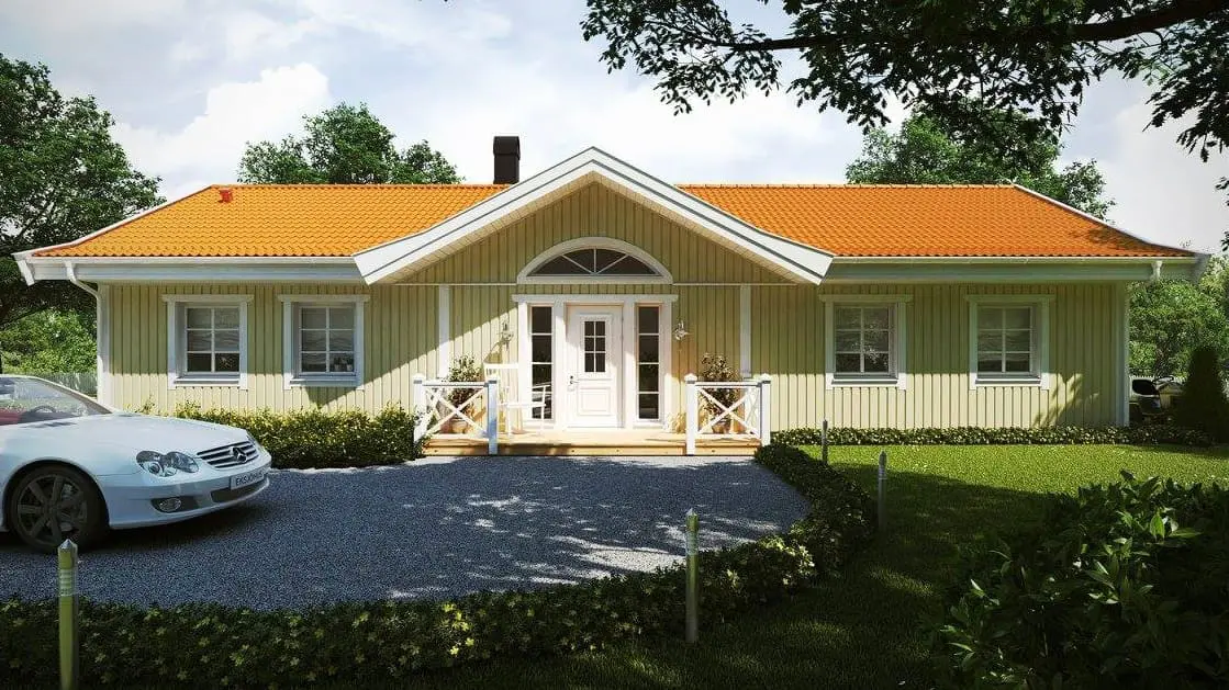 Hausmodell Tallasen von Eksjöhus in gelb