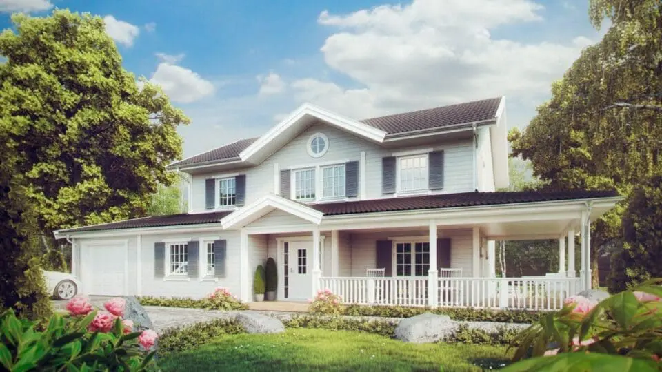 Erfahrungen Schwedenhaus: Das Modell Rosenhill lehnt sich an den New England Stil an.