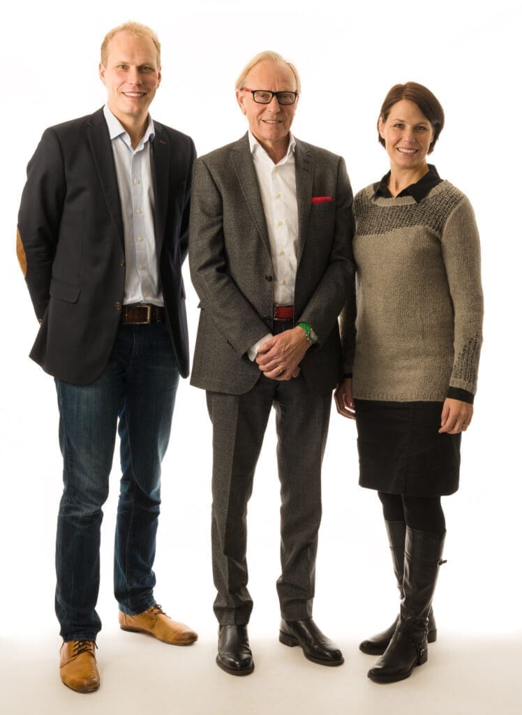 Die Geschäftsführung der LindholmsGruppen: Oskar Lindholm, Anders Lindholm, Frida Scherdén