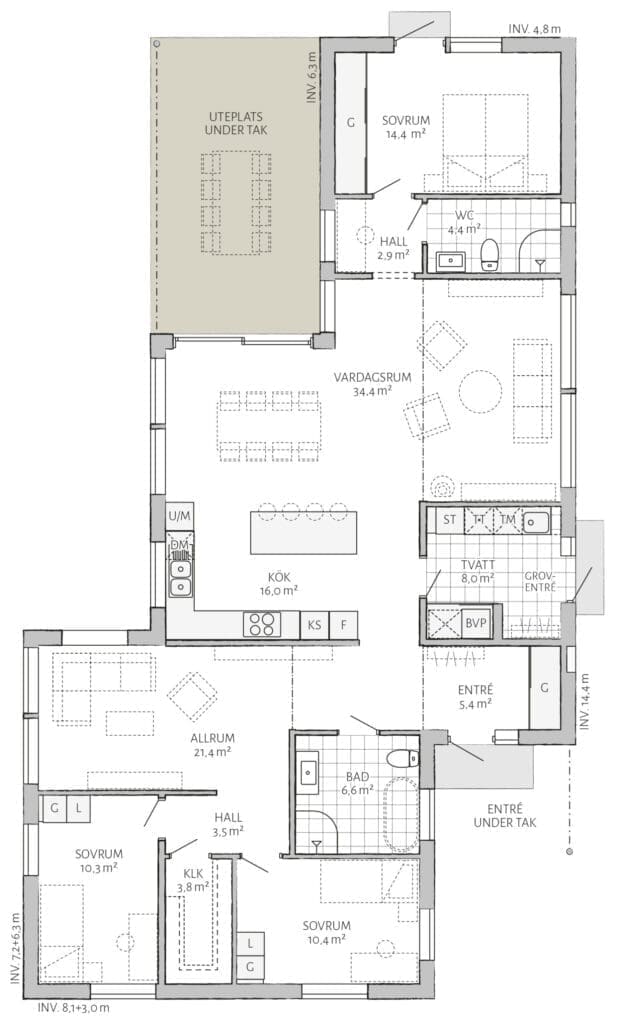 Grundriss des Hausmodells Ramsjö von Eksjöhus