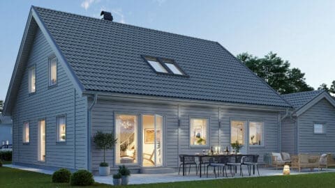 Rückseite eines Prio 164 Hauses