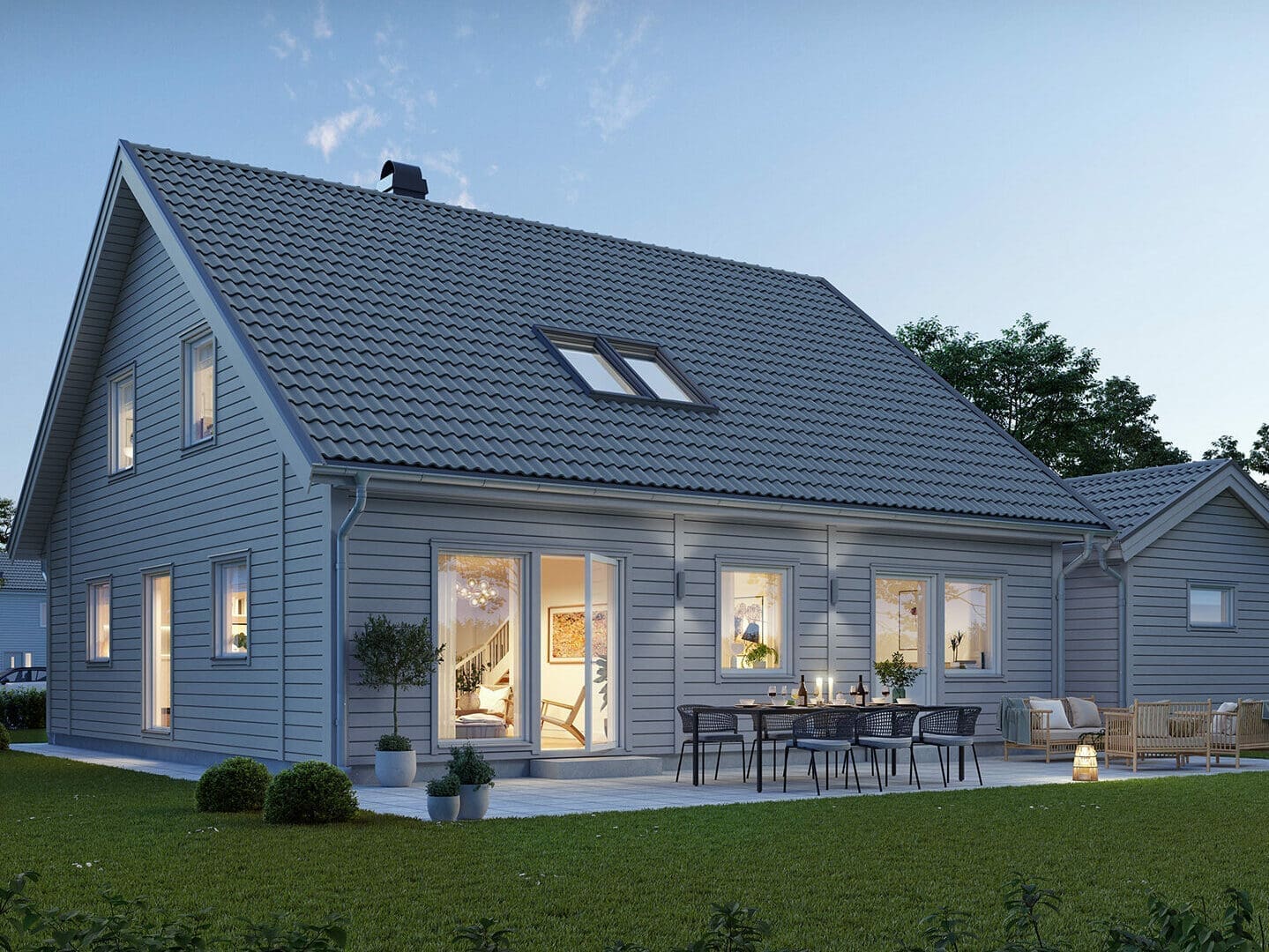 Rückseite eines Prio 164 Hauses