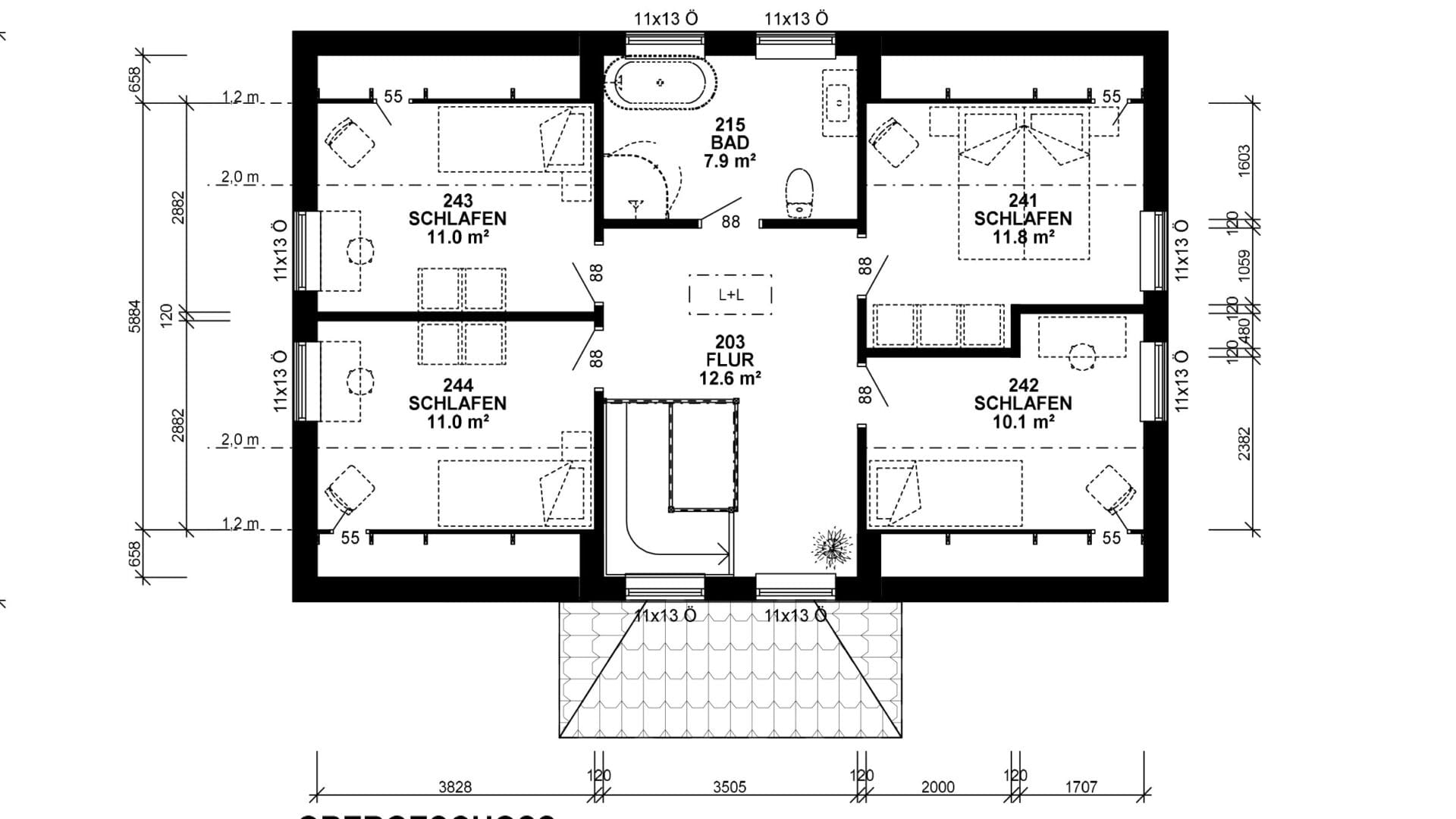 Der geplante Grundriss für das Obergschoss des Schwedenhauses von Sarah und Steffen